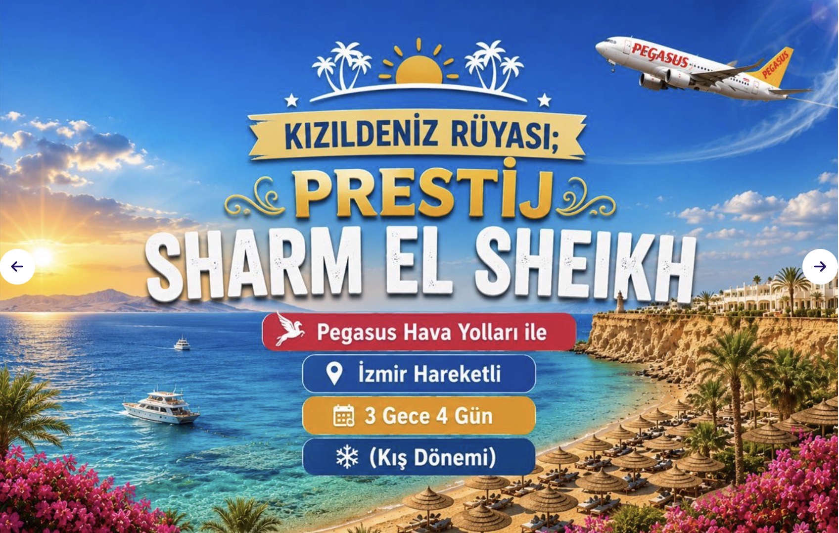 İzmir’den 3 Gece 4 Gün Prestij Sharm El Sheikh Turu (Kış Dönemi)