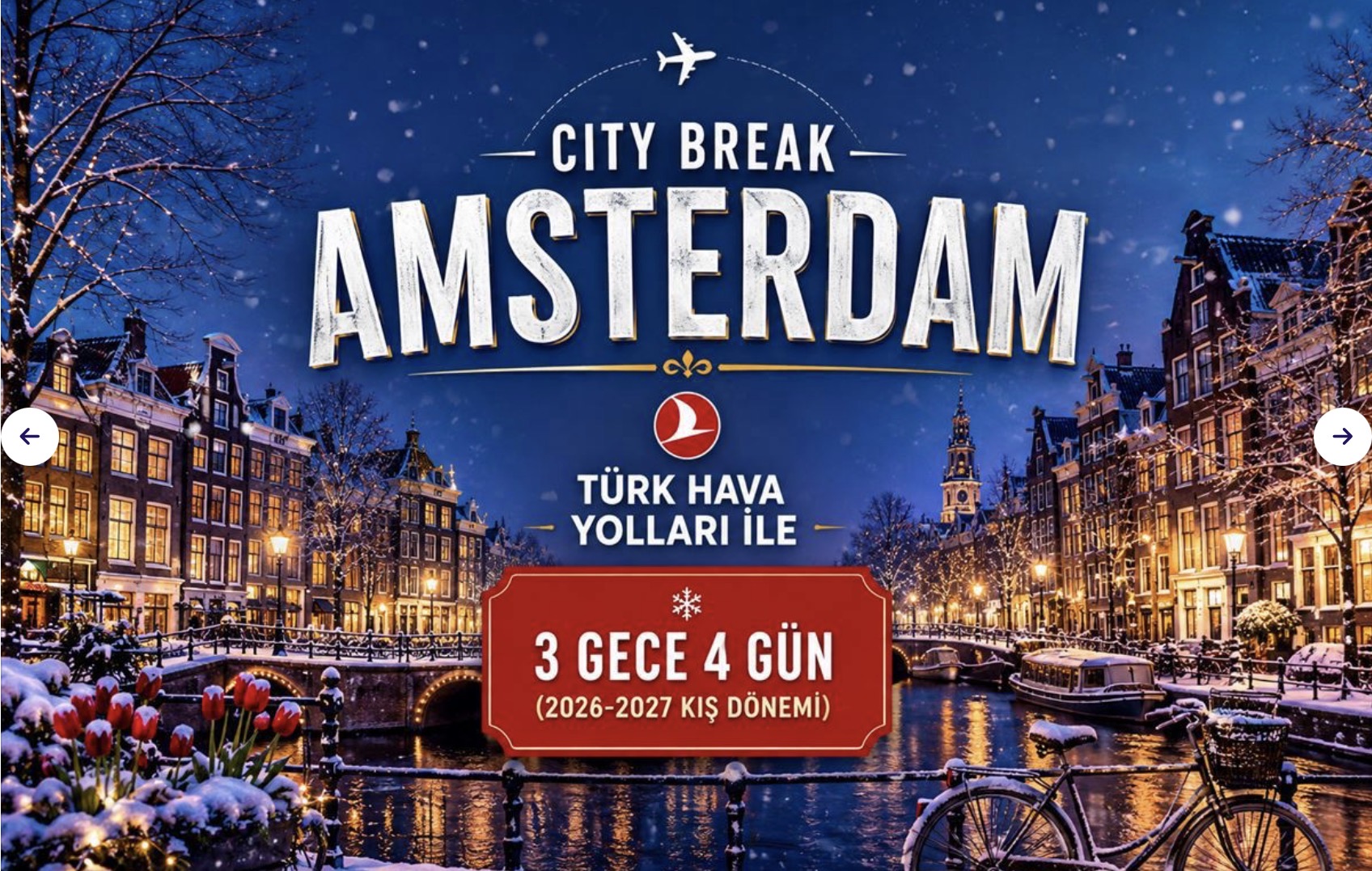Amsterdam Turu Türk Hava Yolları İle 3 Gece 4 Gün (2026-2027 Kış Dönemi)
